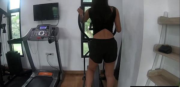  Thai amateur teen cutie gym workout and handjob porn afterwards